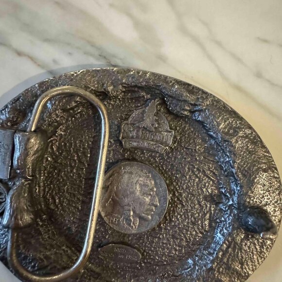 vintage 1988 Siskiyou Buckle Co. Buffalo Nickel Belt Turquoise - Picture 4 of 11